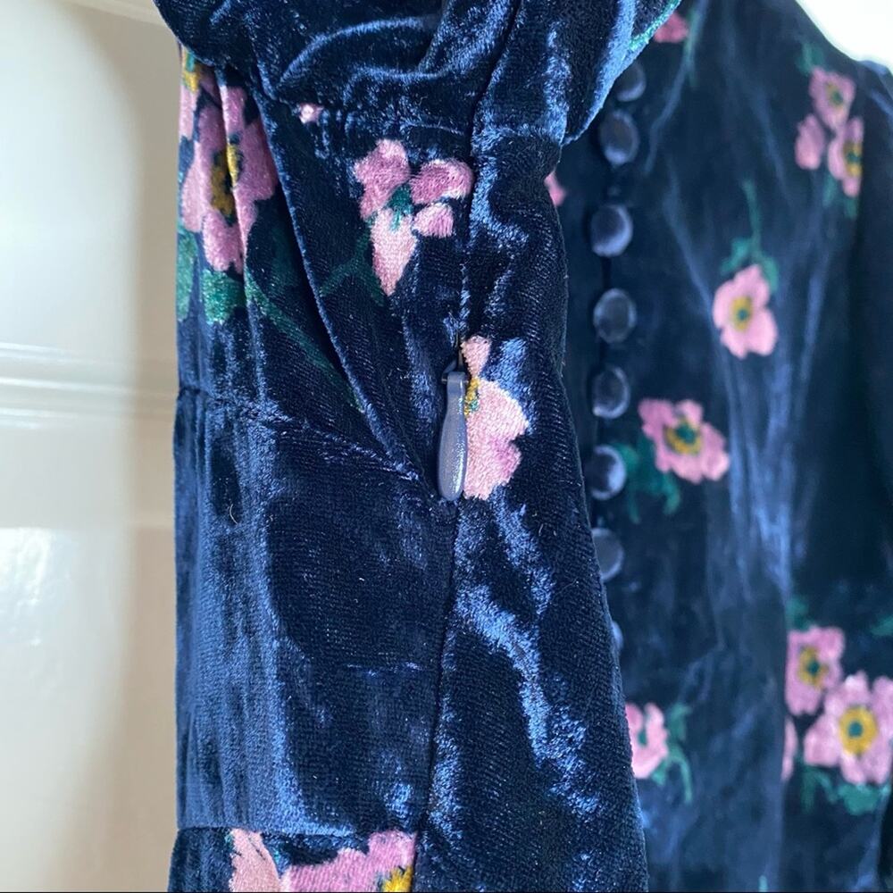 FREE PEOPLE Womens Be My Baby Navy Blue Velvet Mini Button Back Dress Size 2/XS - Picture 9 of 15